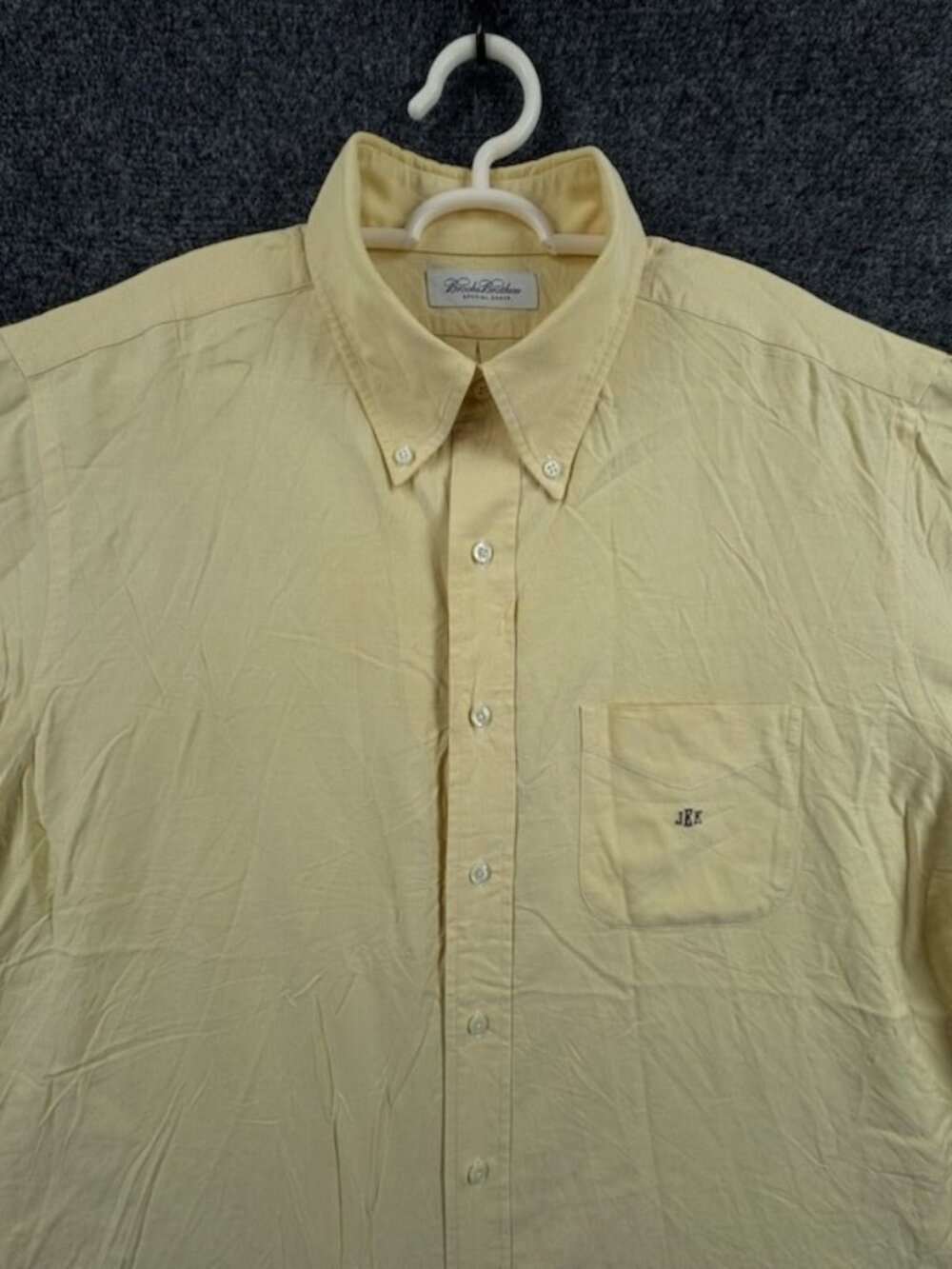VTG Brooks Brothers Oxford Button-Down 16.5 Yellow Shirt Long Sleeve Mens Office